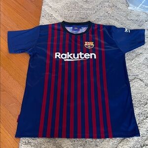 Kids Barcelona Striped Jersey Featuring Messi